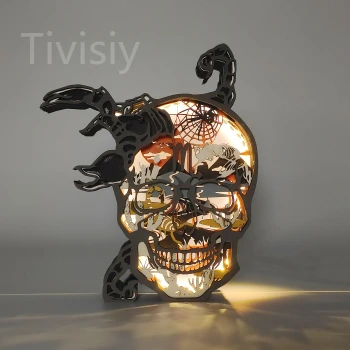 Scorpio Skull Wooden Night Light, Suitable for Home Decoration,Holiday Gift,Art Night Light